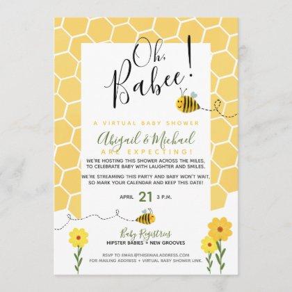 Bumble Bee Long-Distance Virtual Baby Shower Invitation