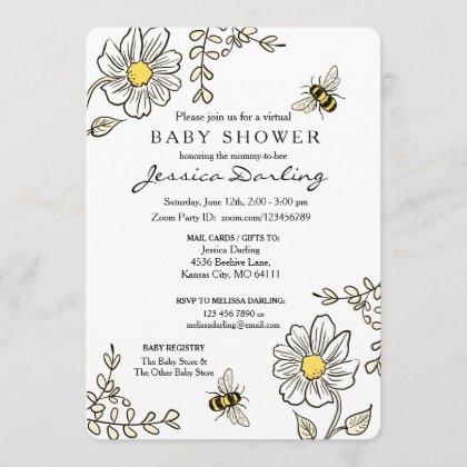Bumble Bee Virtual Baby Shower Invitations