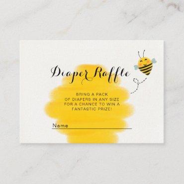 Bumble Bee Yellow  Baby Shower Diaper Raffle Enclosure Card