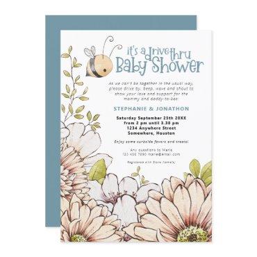Bumblebee Florals Teal Drive Thru