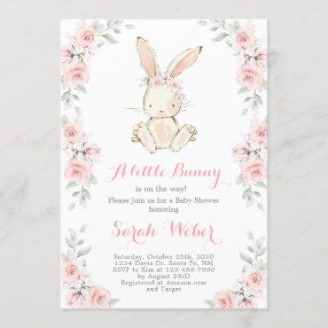 Bunny baby shower girl invitation