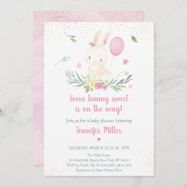 Bunny Pink Gold Floral Girl
