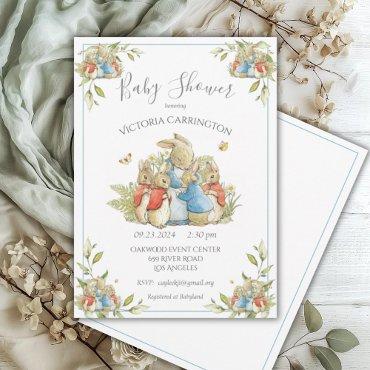 Bunny Rabbit Blue Baby Shower