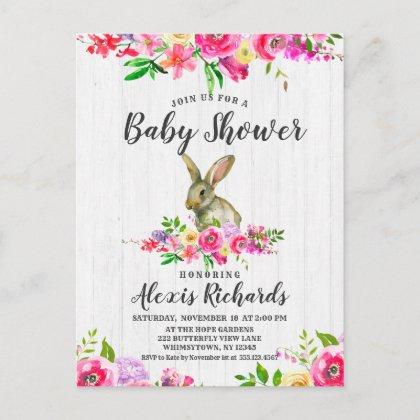 Bunny Rabbit Floral Baby Girl Shower