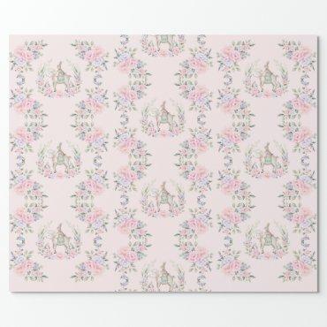Bunny Rabbit & Lamb Pink Purple Floral Easter Card Wrapping Paper