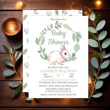 Bunny Rabbit Sage Floral Wreath Boy