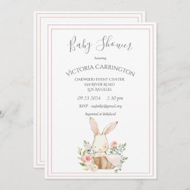 Bunny Watercolor Floral Pink Girl