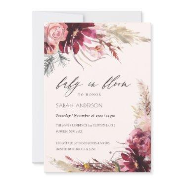 Burgundy Blush Pampas Grass Baby In Bloom Invite