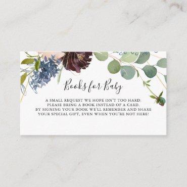 Burgundy Floral Greenery Baby Shower Book Request Enclosure Card