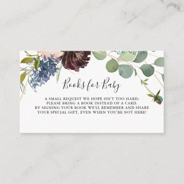 Burgundy Floral Greenery Baby Shower Book Request Enclosure Card
