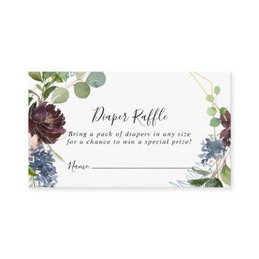 Burgundy Gold Geometric Diaper Raffle Ticket Enclosure Card