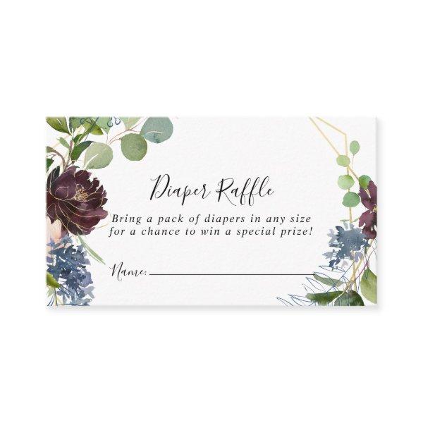 Burgundy Gold Geometric Diaper Raffle Ticket Enclosure Card