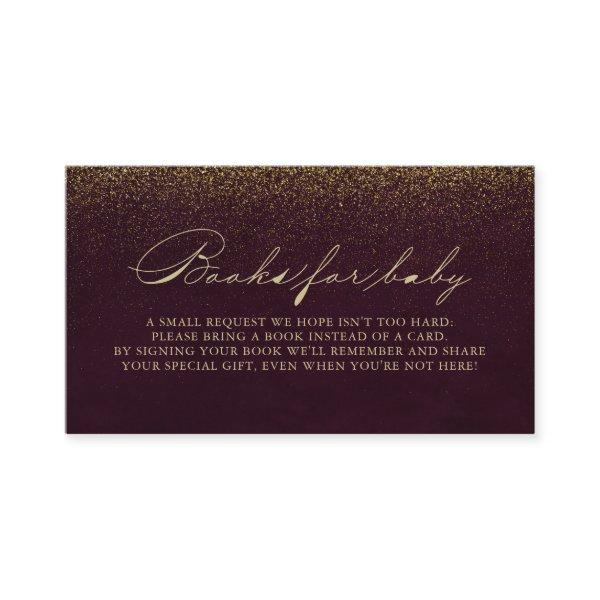 Burgundy Gold Glitter Baby Shower Book Request  Enclosure Card
