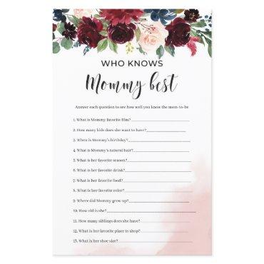 Burgundy navy floral who knows mommy best game