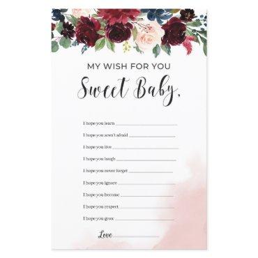 Burgundy navy floral wishes for the baby game