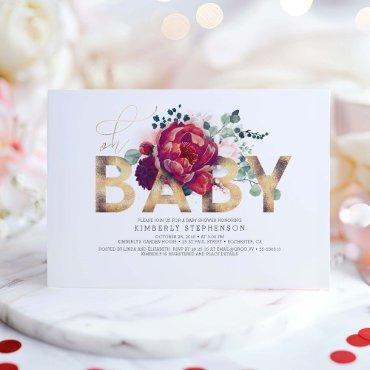Burgundy Red and Blush Pink Floral