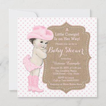 Burlap Cowgirl Baby Shower Invitation
