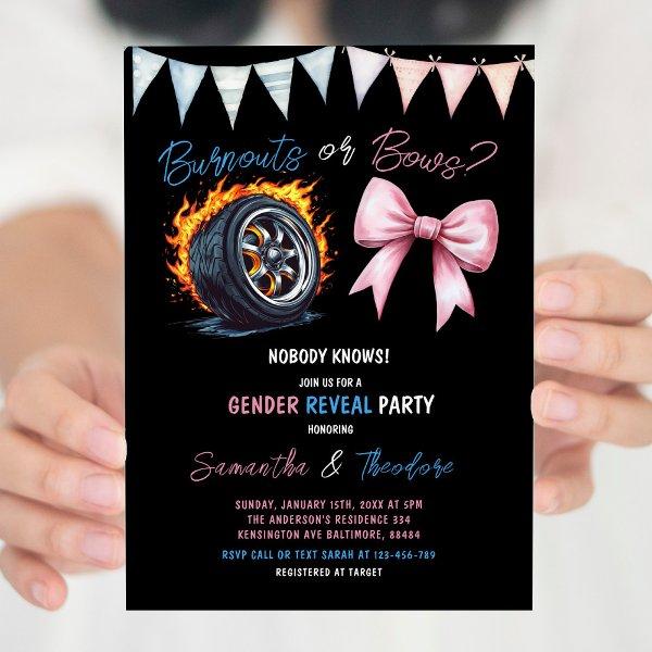 Burnouts or Bows Girl or Boy Gender Reveal Party