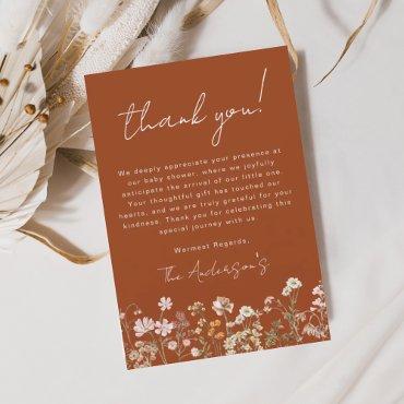 Burnt Orange Wildflower Baby Shower Thank You Card Flyer
