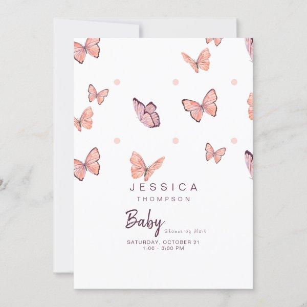 Butterflies Peach & White Baby Shower By Mail