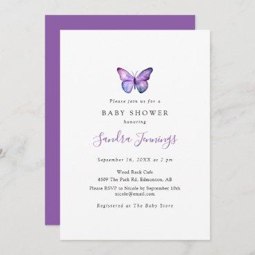 Butterfly Baby Shower Elegant Minimalist Simple Invitation
