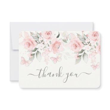 Butterfly Baby Shower Girl Flat Thank You Card