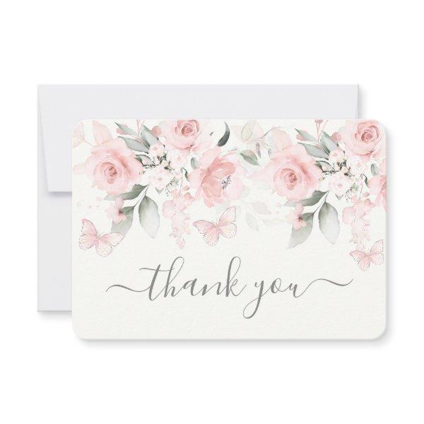 Butterfly Baby Shower Girl Flat Thank You Card
