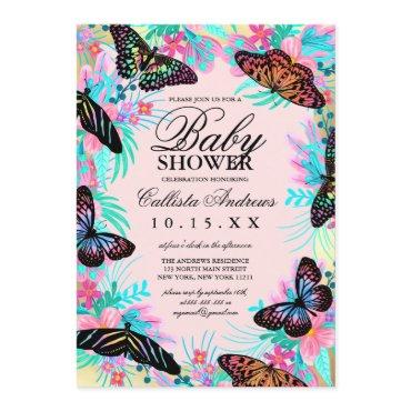 Butterfly Flowers Leaves Watercolor
