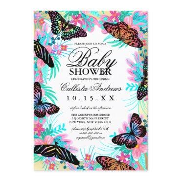 Butterfly Flowers Leaves Watercolor