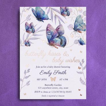 Butterfly Kisses & Baby Wishes Baby Shower Foil