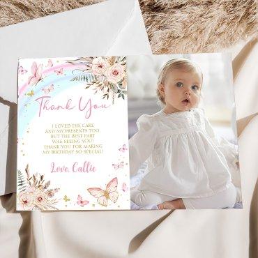 Butterfly kisses Birthday Photo Thank You Card