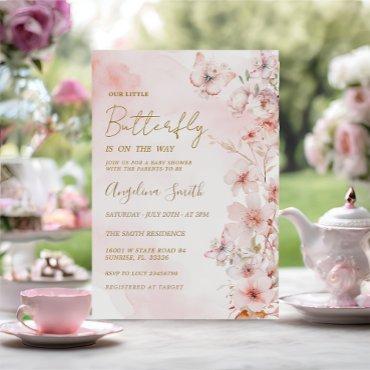 Butterfly Pink Rose Garden Girl Baby Shower