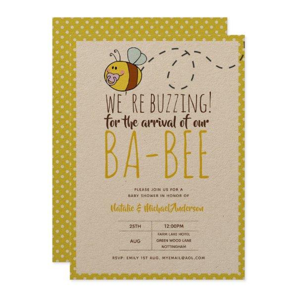 BUZZING For ARRIVAL of BA BEE Baby Shower Yellow