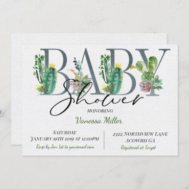 Cactus Baby Shower Invitation
