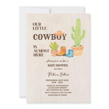 Cactus Boot Our Little Cowboy Rodeo Baby Shower