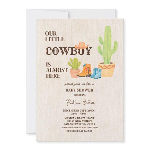 Cactus Boot Our Little Cowboy Rodeo Baby Shower