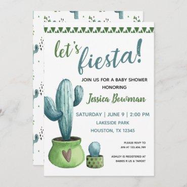 Cactus Fiesta Boy Baby Shower Invitation