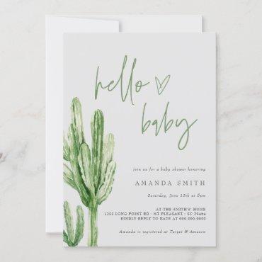 Cactus Gender Neutral Desert Hello Baby Shower Inv Invitation