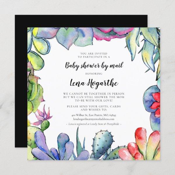 Cactus & succulents watercolor Baby Shower by mail