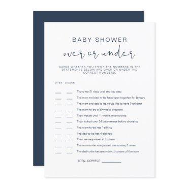 CAITLIN Navy Blue Over Under Baby Shower Game Invi