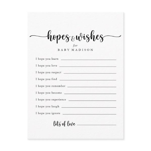 Calligraphy Baby Shower Hopes & Wishes Card