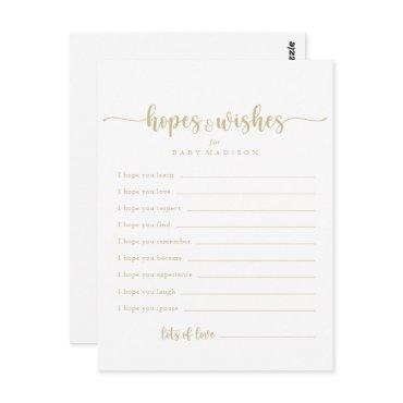 Calligraphy Gold Baby Shower Hopes & Wishes Card