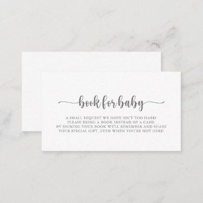 Calligraphy Silver Baby Shower Book Request   Enclosure Card