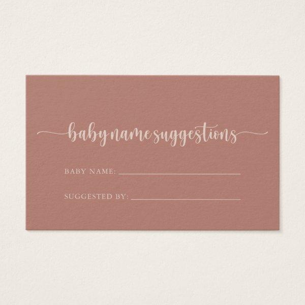 Calligraphy Terracotta Baby Name Suggestions Card