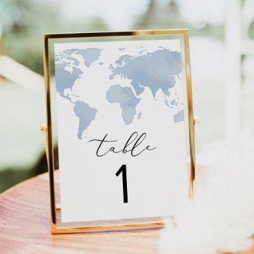 CARMEN Adventure Travel Blue Map Table Number Card