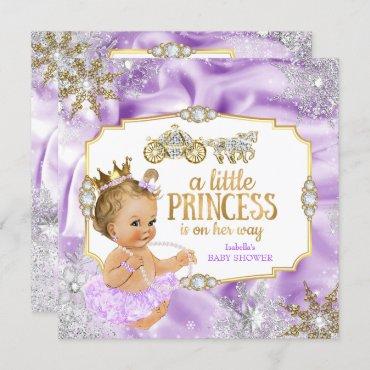 Carriage Princess Baby Shower Purple Blonde Invitation