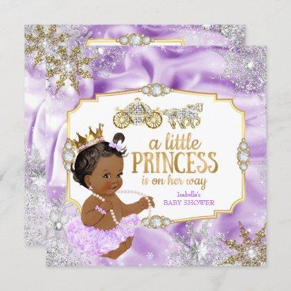 Carriage Princess Baby Shower Purple Ethnic Invitation