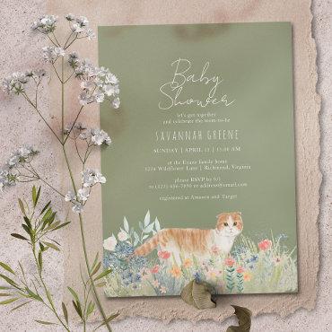 Cat Wildflowers | Sage Green | Neutral