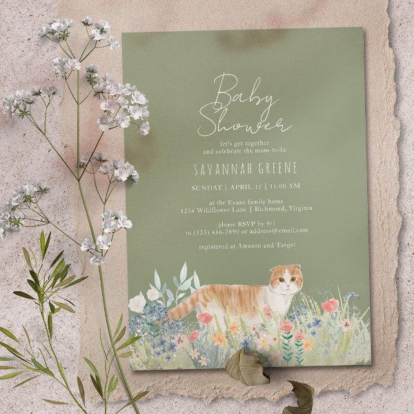 Cat Wildflowers | Sage Green | Neutral