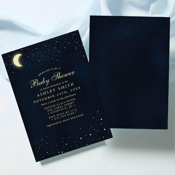 Celestial Moon Stars Midnight Blue